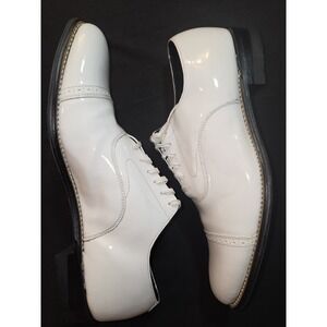 Stacy Adams Dress Classic Cap Toe‎ Lace Shoes White Madison Biscuit Men's 11D